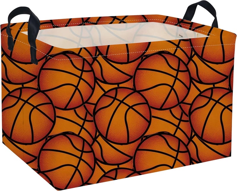 DDBASKET Rectangular Basketball Baskets Gift Basket Empty Kids Storage Bins Baby Boy Basket Kids Toy Storage Bin Organizer Box Basketball Room Decor for Home(Basketballs) - Image 1